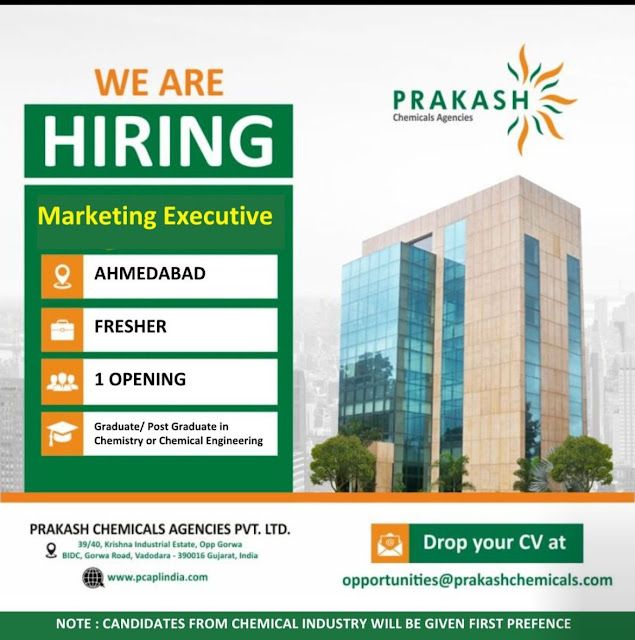 Read more about the article Marketing Executive Job Opportunity for Freshers at Prakash Chemicals – Apply Now!